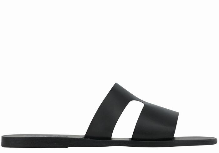 Black Women Ancient Greek Sandals Apteros Slide Sandals | YSL459IF