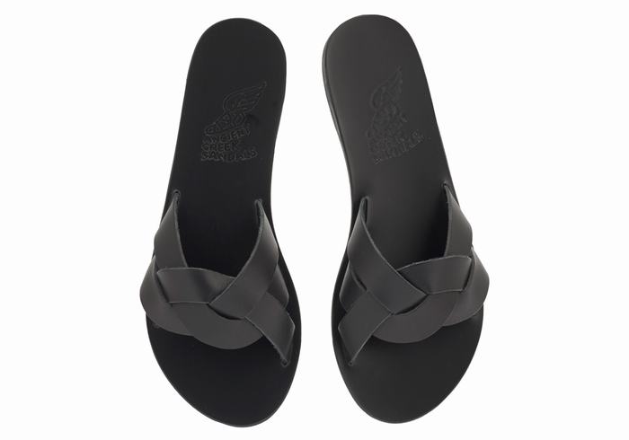 Black Women Ancient Greek Sandals Arachne Slide Sandals | JVU1452NG