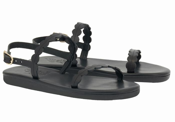 Black Women Ancient Greek Sandals Aroula Back-Strap Sandals | YQZ804ZJ