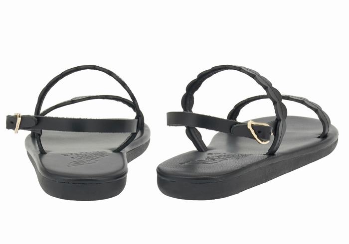 Black Women Ancient Greek Sandals Aroula Back-Strap Sandals | YQZ804ZJ