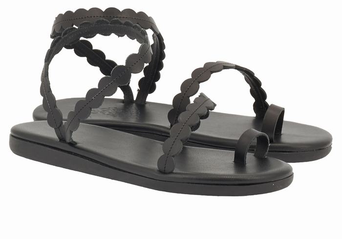 Black Women Ancient Greek Sandals Aura Toe-Post Sandals | MVG2090LV