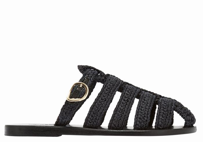 Black Women Ancient Greek Sandals Cosmia Fisherman Sandals | AAW4089EB