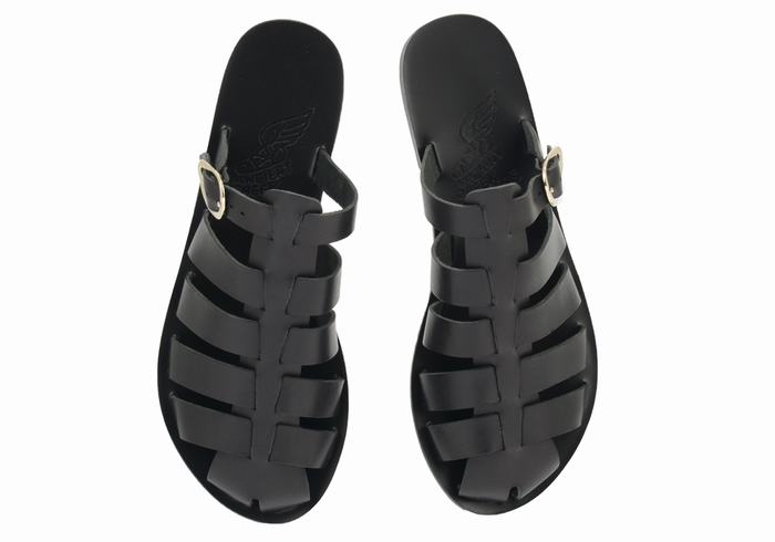 Black Women Ancient Greek Sandals Cosmia Fisherman Sandals | APZ7870ZY