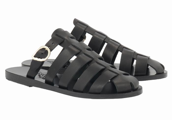 Black Women Ancient Greek Sandals Cosmia Fisherman Sandals | APZ7870ZY