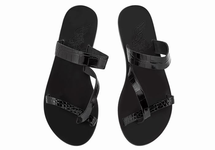 Black Women Ancient Greek Sandals Daphnae Slide Sandals | WGI2790TK