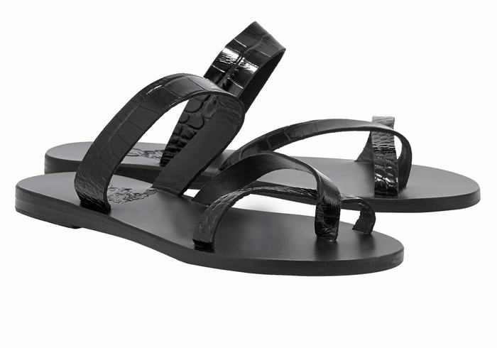 Black Women Ancient Greek Sandals Daphnae Slide Sandals | WGI2790TK