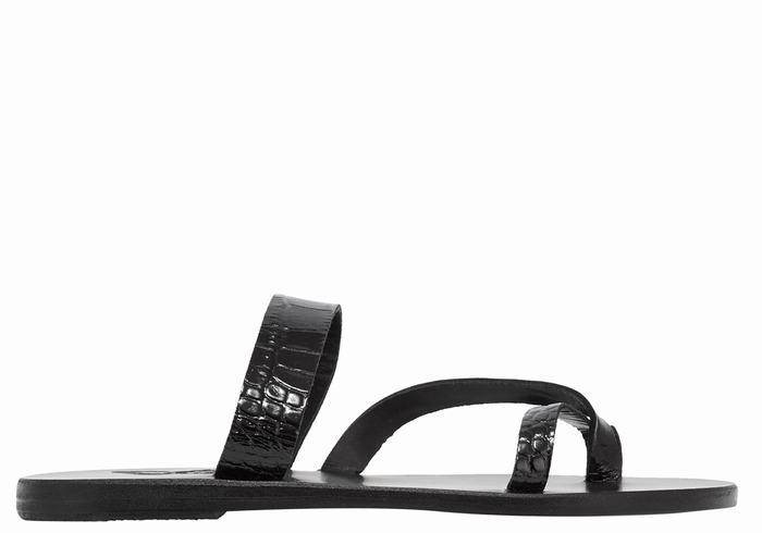 Black Women Ancient Greek Sandals Daphnae Slide Sandals | WGI2790TK