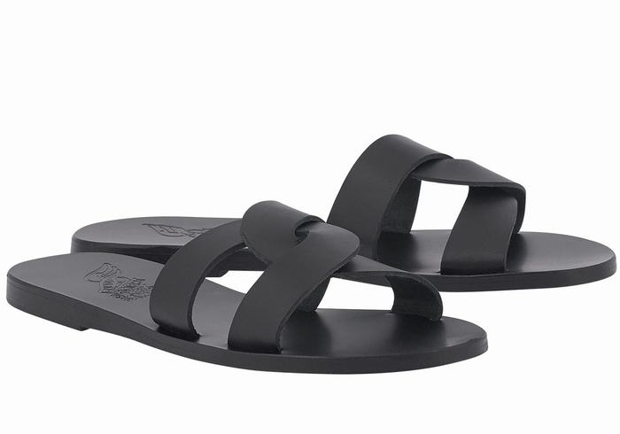 Black Women Ancient Greek Sandals Desmos Slide Sandals | MDP13AA