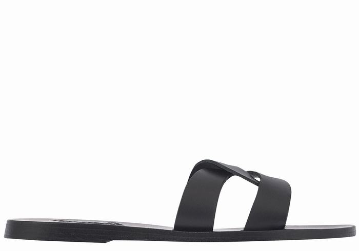 Black Women Ancient Greek Sandals Desmos Slide Sandals | MDP13AA