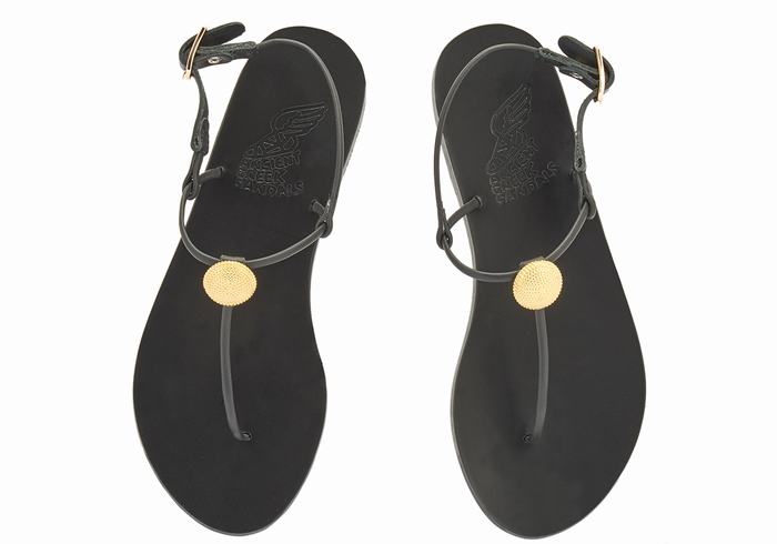 Black Women Ancient Greek Sandals Dimitra Flip Flop Back-Strap Sandals | HTW5428PL