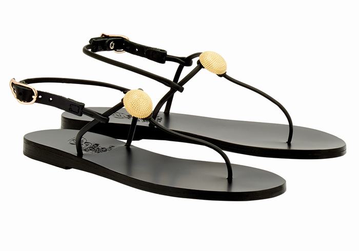 Black Women Ancient Greek Sandals Dimitra Flip Flop Back-Strap Sandals | HTW5428PL