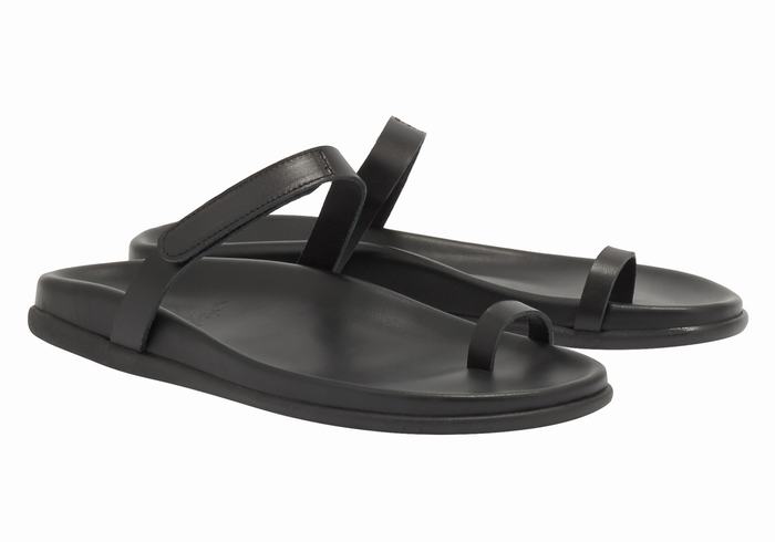 Black Women Ancient Greek Sandals Dokos Toe-Post Sandals | BHU6212ZR