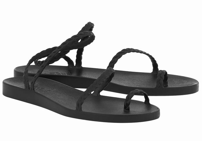 Black Women Ancient Greek Sandals Eleftheria Braided Sandals | ZCZ781JR