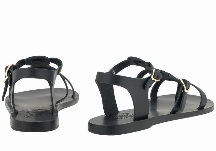 Black Women Ancient Greek Sandals Grace Kelly Leather Casual Sandals | HLW998KN