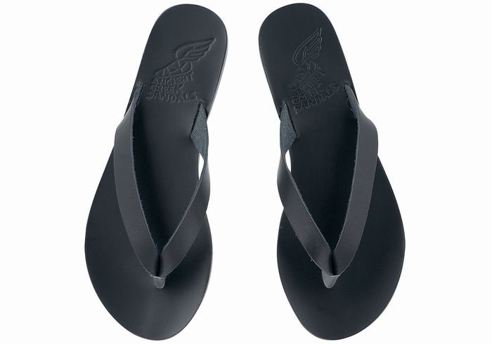 Black Women Ancient Greek Sandals Hera Leather Flip Flops | RFE186MC