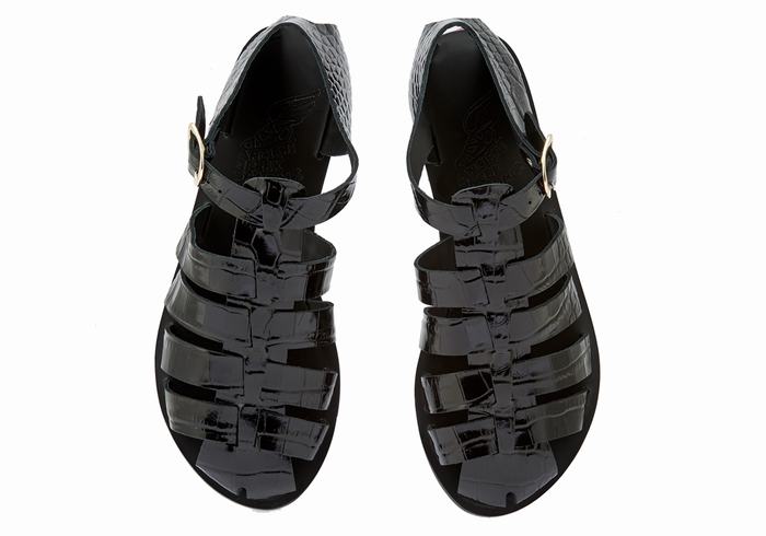 Black Women Ancient Greek Sandals Homeria Fisherman Sandals | RJU4960EN