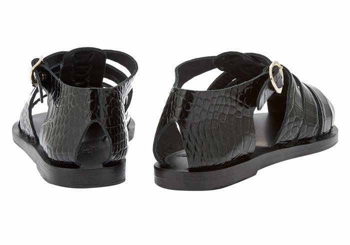 Black Women Ancient Greek Sandals Homeria Fisherman Sandals | RJU4960EN