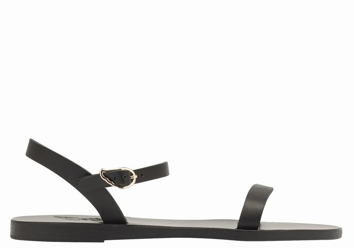 Black Women Ancient Greek Sandals Irida Leather Back-Strap Sandals | HZN239MC