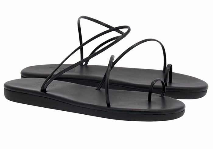 Black Women Ancient Greek Sandals Kansiz Toe-Post Sandals | KOJ254JW