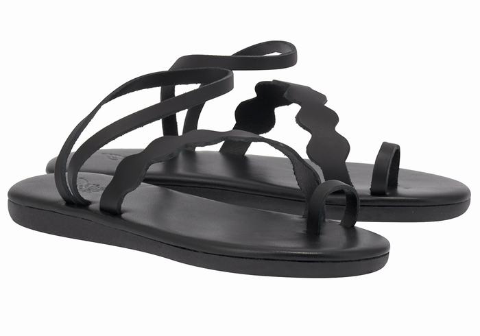 Black Women Ancient Greek Sandals Koralia Toe-Post Sandals | LLV1912ZW