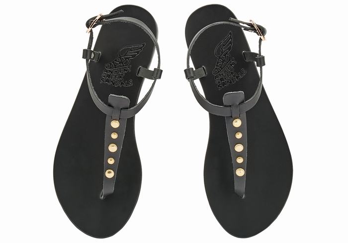 Black Women Ancient Greek Sandals Lito Bee Back-Strap Sandals | TSH1311HB