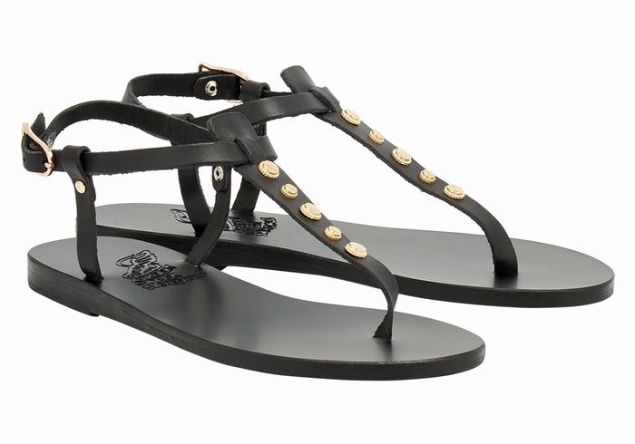 Black Women Ancient Greek Sandals Lito Bee Back-Strap Sandals | TSH1311HB