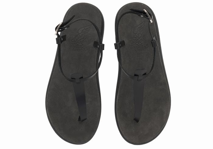 Black Women Ancient Greek Sandals Lito Comfort Back-Strap Sandals | XCX8994EB