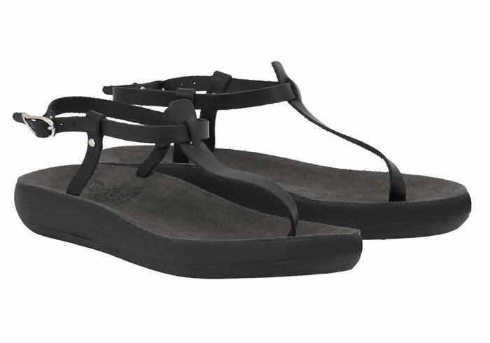 Black Women Ancient Greek Sandals Lito Comfort Back-Strap Sandals | XCX8994EB