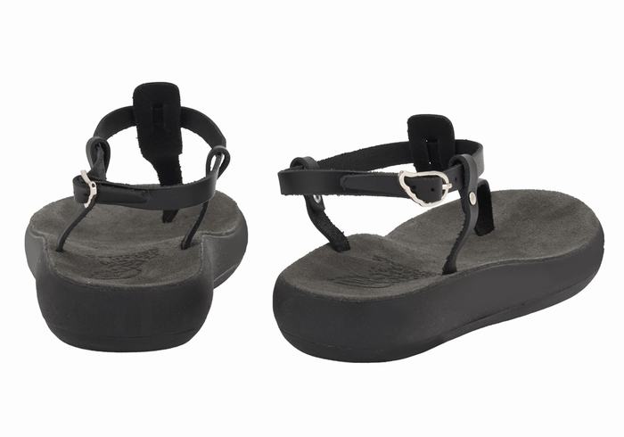 Black Women Ancient Greek Sandals Lito Comfort Back-Strap Sandals | XCX8994EB