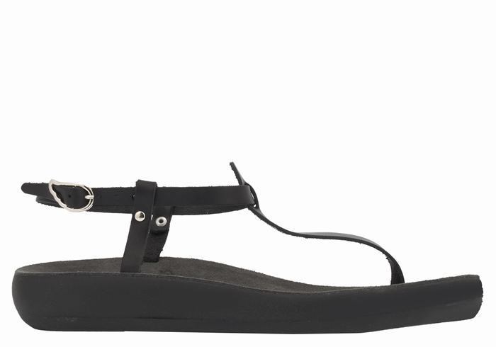 Black Women Ancient Greek Sandals Lito Comfort Back-Strap Sandals | XCX8994EB