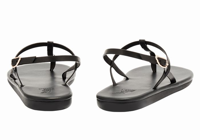 Black Women Ancient Greek Sandals Lito Flip Flop Back-Strap Sandals | HML9922PE