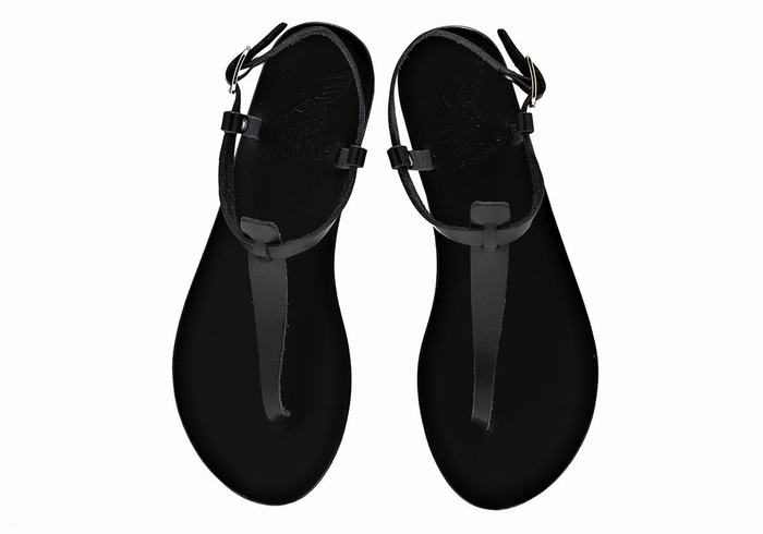 Black Women Ancient Greek Sandals Lito Flip Flop Leather Back-Strap Sandals | NXU2015SO