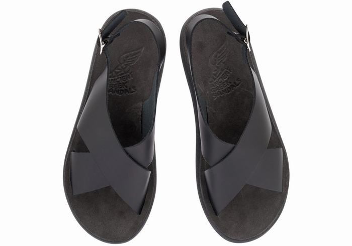 Black Women Ancient Greek Sandals Maria Comfort Platform Sandals | BPF4446TQ