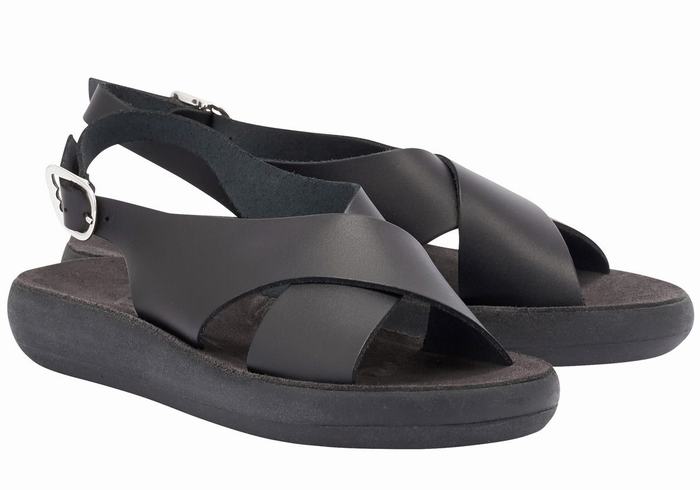 Black Women Ancient Greek Sandals Maria Comfort Platform Sandals | BPF4446TQ