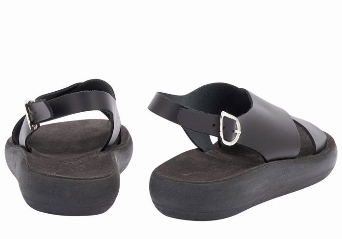 Black Women Ancient Greek Sandals Maria Comfort Platform Sandals | BPF4446TQ