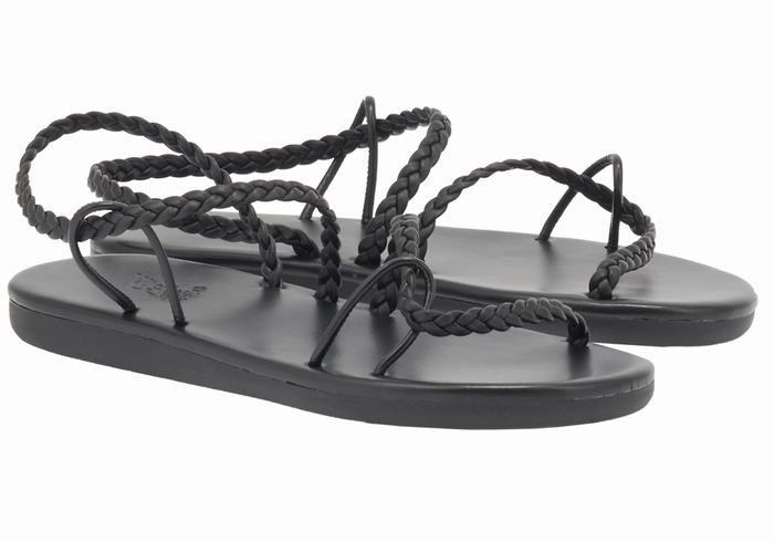 Black Women Ancient Greek Sandals Maya Braided Sandals | QDP224LA