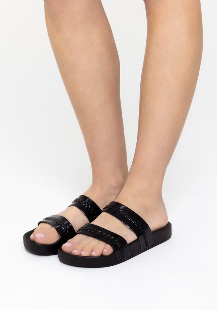 Black Women Ancient Greek Sandals Meli Slide Sandals | NMT3496ZG