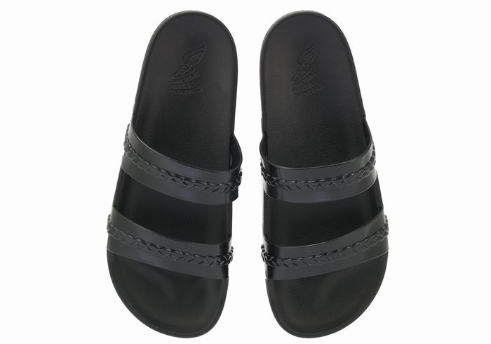 Black Women Ancient Greek Sandals Meli Slide Sandals | NMT3496ZG