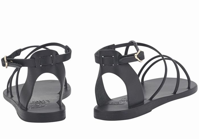 Black Women Ancient Greek Sandals Meloivia Ankle Strap Sandals | ZHW9015CM