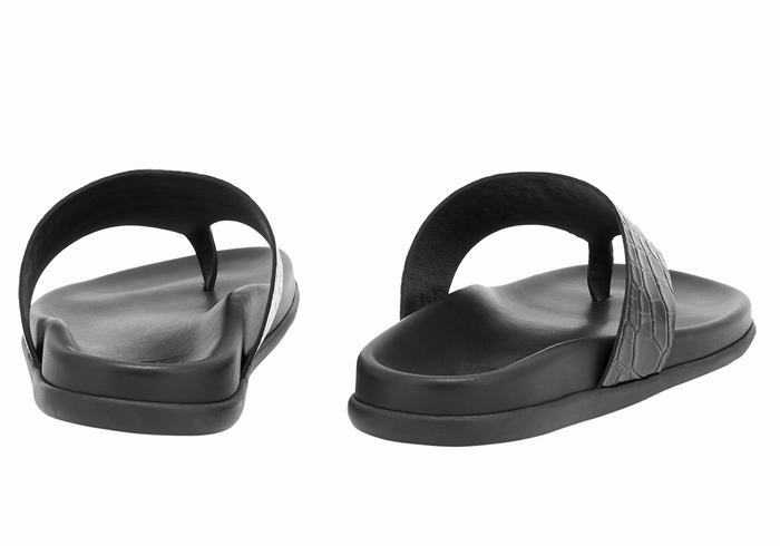 Black Women Ancient Greek Sandals Mera Footbed Flip Flops | DCZ4247ZH