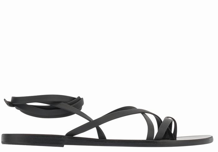 Black Women Ancient Greek Sandals Morfi Leather Gladiator Sandals | LST4641HR