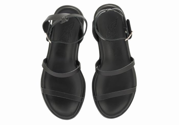 Black Women Ancient Greek Sandals Nissida Leather Platform Sandals | QEX4610XJ