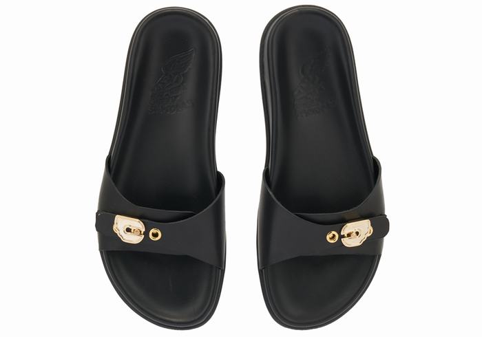 Black Women Ancient Greek Sandals Odi Slide Sandals | FIF3979HP