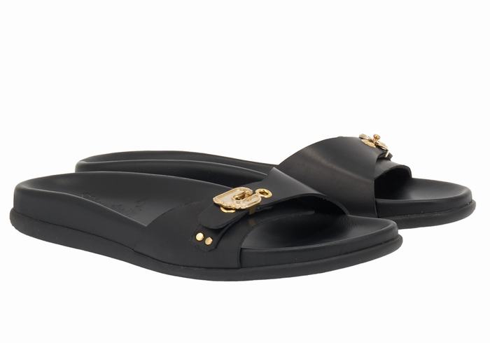 Black Women Ancient Greek Sandals Odi Slide Sandals | FIF3979HP