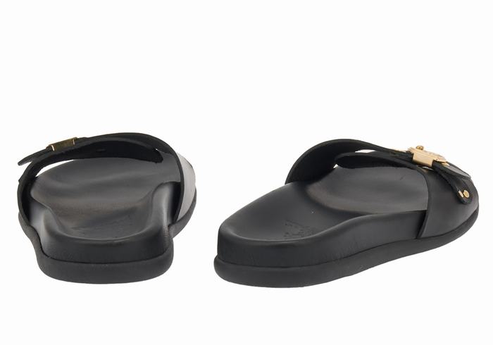 Black Women Ancient Greek Sandals Odi Slide Sandals | FIF3979HP