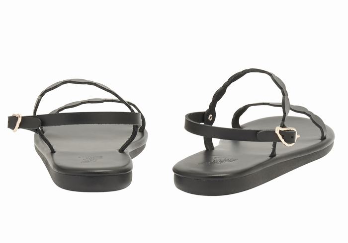 Black Women Ancient Greek Sandals Orion Back-Strap Sandals | YXQ7797YH