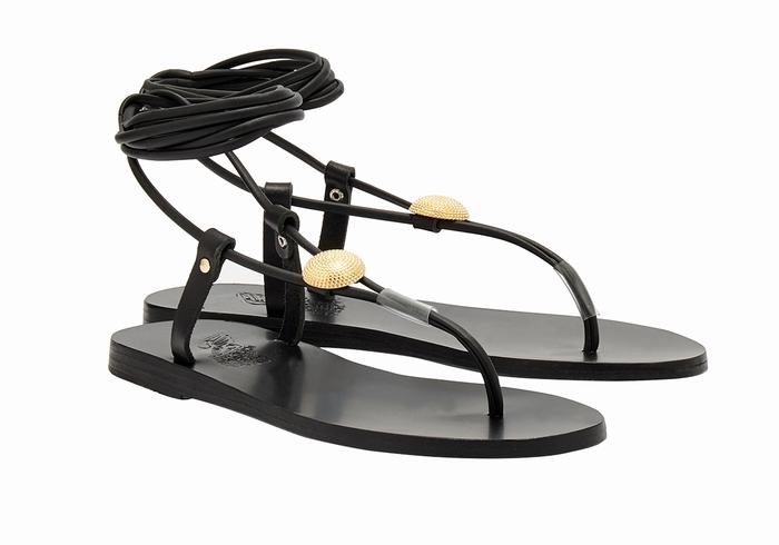 Black Women Ancient Greek Sandals Persephone Gladiator Sandals | FMJ2671HO