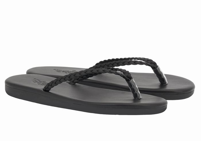 Black Women Ancient Greek Sandals Plage Flip Flop Braided Sandals | QPR4975KR