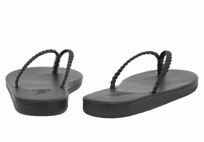 Black Women Ancient Greek Sandals Plage Flip Flop Braided Sandals | QPR4975KR