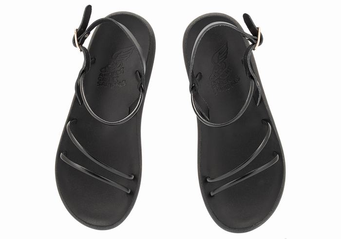 Black Women Ancient Greek Sandals Polis Back-Strap Sandals | KAM7624HD